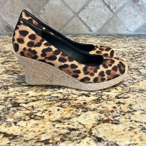 J. Crew Collection Seville Espadrille Wedge Leopard Calf Hair Size 7 - Picture 11 of 11